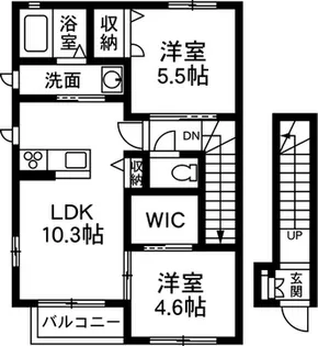 シャーメゾン スクイムタウンE【2階】の間取り