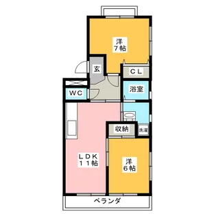2LDKの間取り画像