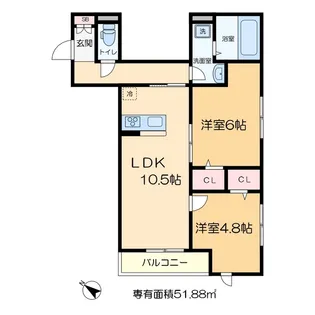 セレスティア西綾瀬【2階】の間取り