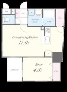1LDKの間取り画像