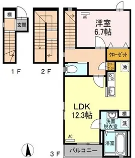 アルカディアA棟【3階】の間取り