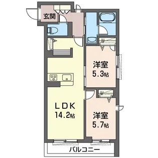 ラ・ルーム妻田西【2階】の間取り