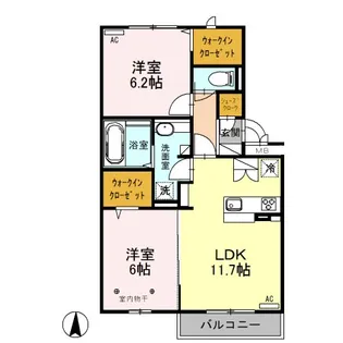 埼玉県越谷市レイクタウン6【アパート】の間取り