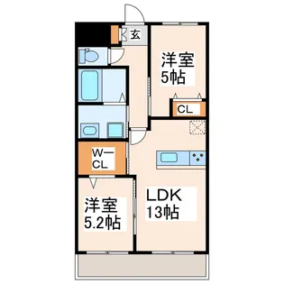 アヴァンティ阿蘇AB【2階】の間取り