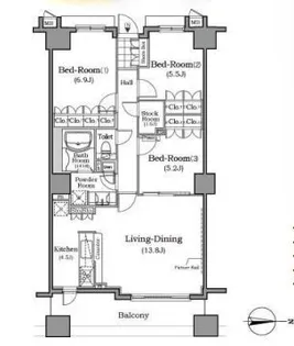 ザ・レジデンス本牧横浜ベイサイド【4階】の間取り