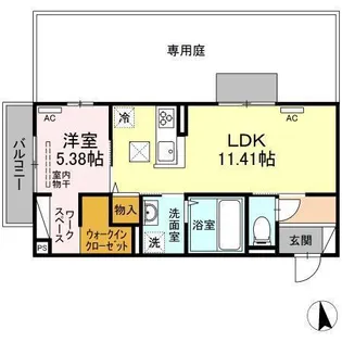 ミーティア皆春【1階】の間取り