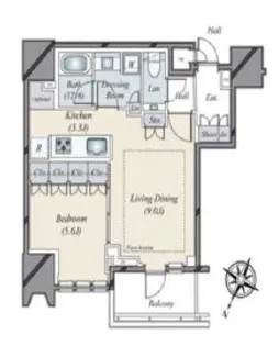 ザ・パークハウス高輪タワー【12階】の間取り