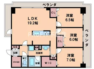 グランセジュール大国町【7階】の間取り