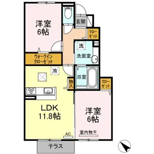 シャイン クレヴィアB棟C棟 B棟【1階】の間取り