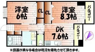 アンビエンテ宇部【8階】の間取り