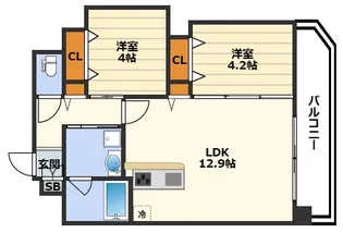 スプランディッド梅田WEST【2階】の間取り