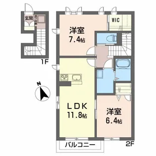 ヴィラーチェ堀西【2階】の間取り