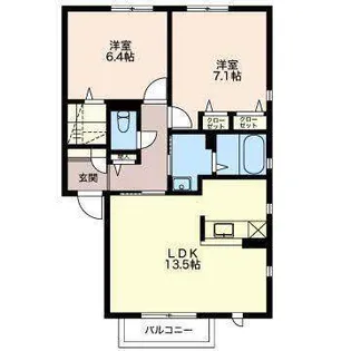 プラム・メゾン A棟【2階】の間取り