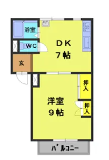 1DKの間取り画像