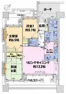 Dクラディア新都心マークブランカ【6階】の間取り