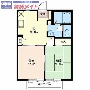 田村フラットII【1階】の間取り