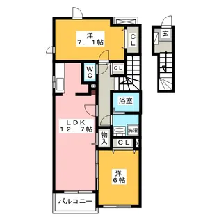 プロヴァンスみなみ山B【1階】の間取り