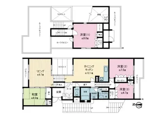 コスモ玉川学園(メゾネット)の間取り