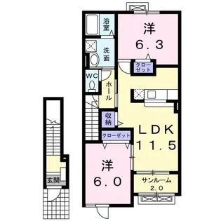 サンハイム B【2階】の間取り