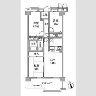 サンシティ大津石山【3階】の間取り