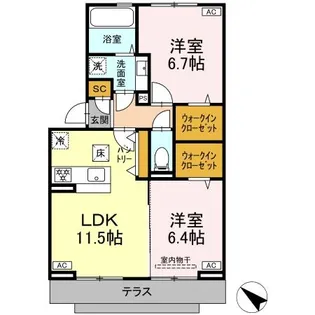 シャイングレイス【3階】の間取り