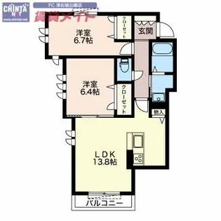 メゾン ド プリモ津新町【2階】の間取り