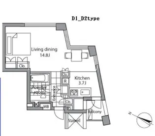 レジディアタワー乃木坂【5階】の間取り