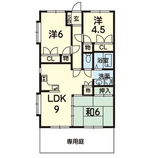 ウエスト・ハイツ【1階】の間取り