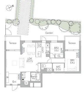 THE GRANDUO FUTAKOTAMAGAWA【1階】の間取り