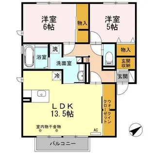 イーストヒルズ高松【1階】の間取り