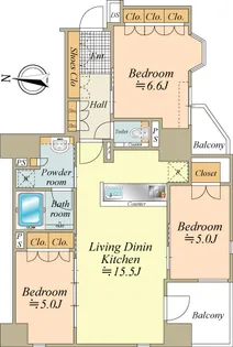 イニシア中央湊【9階】の間取り