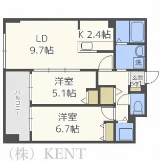 エナコート南円山【6階】の間取り