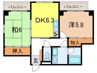 チェスナットヒル芦屋【5階】の間取り