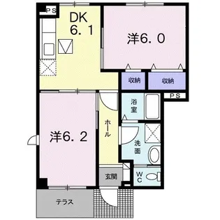 ヴィラ・ド・フルールB【1階】の間取り