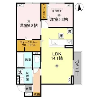 グランヴェール西の京【1階】の間取り
