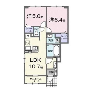 ハッピーフィールド なのはな館【1階】の間取り