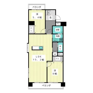 クレッセンド清水ヶ岡【2階】の間取り