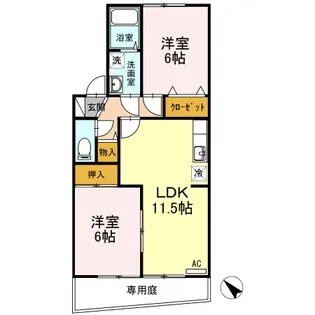 セジュールたかなわ【1階】の間取り