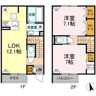 西臺 稀 上ノ臺【2階】の間取り