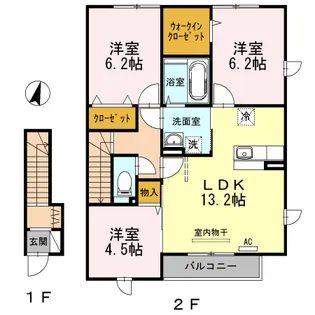 クローバーハウス C202【2階】の間取り