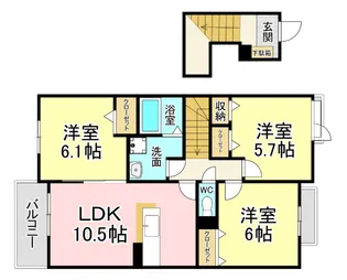 福岡県北九州市小倉南区上吉田6【アパート】の間取り