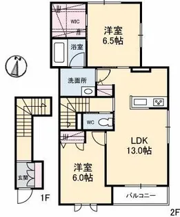 シャーメゾンKOTON B棟【2階】の間取り