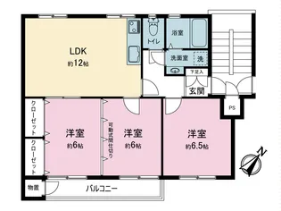 鵜野森団地M棟【2階】の間取り