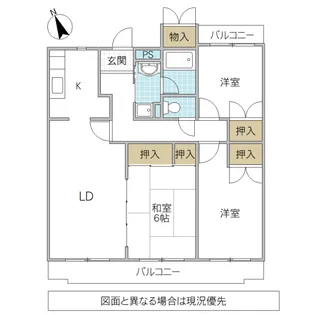 スパニッシュコート千波 B棟【1階】の間取り