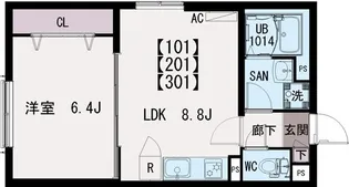 イクシオ東保木間【1階】の間取り