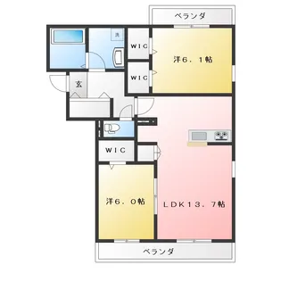 メゾンドゥラミティエ【1階】の間取り