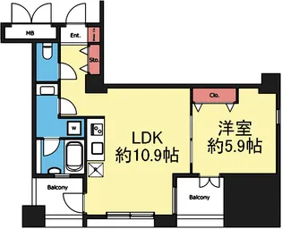 レジディア横濱馬車道【5階】の間取り