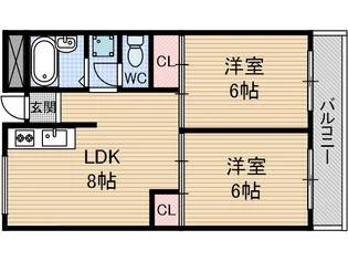 ローズハイツ茨木【5階】の間取り