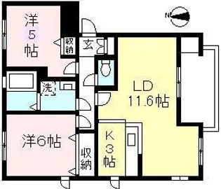 ヤマワヒルズA【3階】の間取り