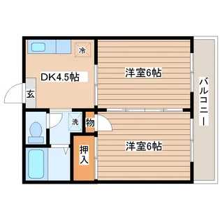 イン南八木山【1階】の間取り